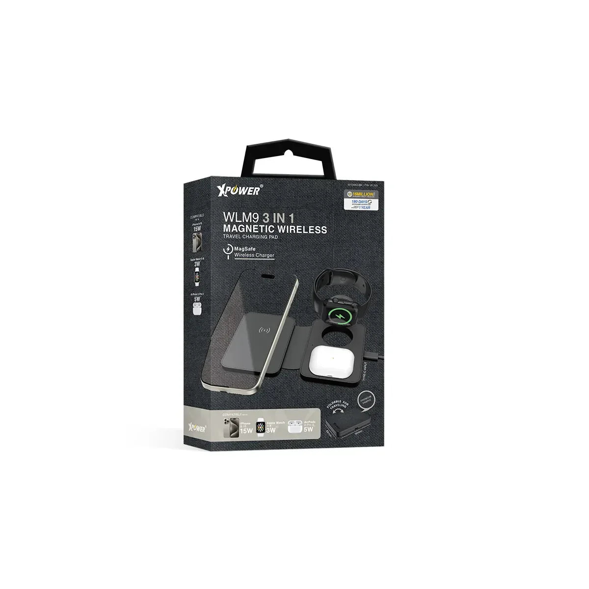XPower Magsafe Foldable Travel Charging Pad - Black - Tashqila XPower Magsafe Foldable Travel Charging Pad - Black - Tashqila